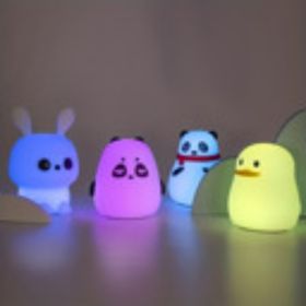 1 LED Bunny,Fat BearStupid Bea,rChestnut Bea,rDuck Night Light,Cute Rainbow Light Changing Silicone Light, Pat Control, USB Charging Soft Silicone Lig
