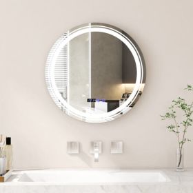 Anti-Fog Round Led Bathroom Mirror with 3 Color LED Lights-M