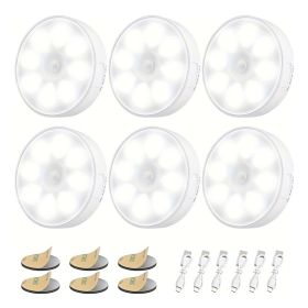 6 Pcs Under Cabinet Lights 16 LEDs Wireless Motion Sensor Light Puck Light, 3 Color Temps Dimmable 3000-6000K, Rechargeable Closet Lights For Cabinet,
