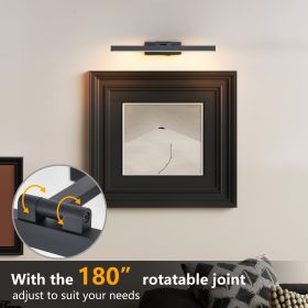 16inch Black Bathroom Light Fixtures Over Mirror Modern Dimmable LED Vanity Light For Bathroom Wall Lighting