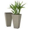 Set of 3 28" Tall Plastic Planterswith Drainage Hole, Outdoor Flower Plant Pots, Indoor Planters for Porch Patio and Deck, Gray