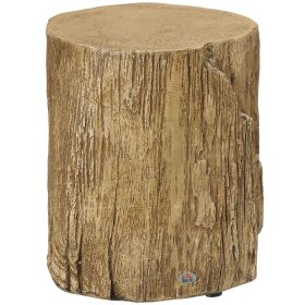Tree Stump Stool Side Table Round Tabletop Wood Grain Finish Indoor Outdoor Natural