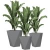 Set of 3 MgO Tall Planters Indoor Outdoor Stackable Flower Pots with Drainage Holes for Garden Balcony Gray