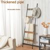 10-Tier Wooden Blanket Ladder with 5 Removable Hooks