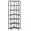 7 Tier Corner Bookshelf, 79" Tall Corner Bookcase with Heavy Duty Metal Frame & Wooden Shelves