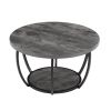 VEVOR Coffee Table, Modern Round Coffee Table, 2 Tiers Wooden Circle Center Desk with Open Storage