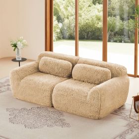 2-seater Modular Sectional Sofa Couches,Soft Fluffy Plush Fabric Bottom Anti-Slip Design,32D High Density Sponge,No Assembly Required Ergonomic Design
