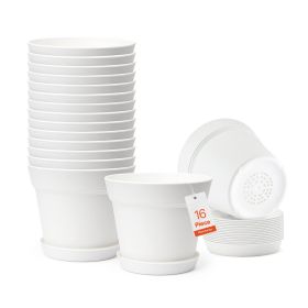 VEVOR Plastic Plant Pots, 16 Packs 6 in Durable Planters, Lightweight Nursery Pots with Drainage Holes & Detachable Saucers