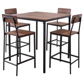 VEVOR Bar Table, 5PCS 35″ Bars Tables Set, Bar Tables and Chair Set with Rounded Edge Design, Square Pub Table with Four Stools for Living Room