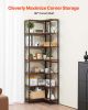 7 Tier Corner Bookshelf, 79" Tall Corner Bookcase with Heavy Duty Metal Frame & Wooden Shelves