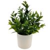 (4 pack) 10" Artificial Tea Leaf Plant in Vanilla Planter, Pot Not Included.