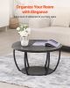 VEVOR Coffee Table, Modern Round Coffee Table, 2 Tiers Wooden Circle Center Desk with Open Storage