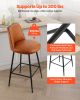 VEVOR Bar Stool Set of 2, 27 inch Counter Height Swivel Stools, Modern PU Leather Counter Barstool with Backrest and Metal Legs, Armless Bar Chair