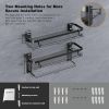 Glass Shelf for Bathroom 15.7 in Bathroom Shelves with Towel Bar Tempered Glass Shelves for Wall(2 Tier)
