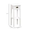 2-Tier Side Tables Set of 2 with Drawer and Shelf, 2 Pieces End Tables for Living Room and Hallway, White