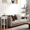 2-Tier Side Tables Set of 2 with Drawer and Shelf, 2 Pieces End Tables for Living Room and Hallway, White