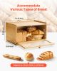 VEVOR Bread Box for Kitchen Counter, Large Capacity Bamboo Bread Storage Container, Farmhouse Wooden Breadbox Organizer for Homemade Bread