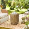 Tree Stump Stool Side Table Round Tabletop Wood Grain Finish Indoor Outdoor Natural