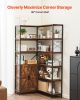 6 Tier Corner Bookshelf, 70" Tall Corner Bookcase with Storage Cabinet, 2 Barn Doors & 10 Storage Shelves