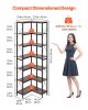 7 Tier Corner Bookshelf, 79" Tall Corner Bookcase with Heavy Duty Metal Frame & Wooden Shelves