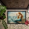 Mermaid on the Dock Doormat Front Door Mat Indoor Outdoor Rugs for Entryway, Non Slip Washable Low Pile, 24H X 36W