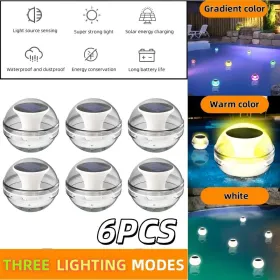 Swimming Pool Lights Solar Floating Light With Multi-Color LED Waterproof Outdoor Garden Lights 6pcs,IPX7 Waterproof Rechargeable Color Changing Led G (Option: 6pcs)