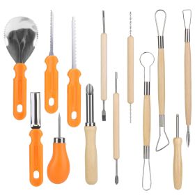 13Pcs Halloween Pumpkin Carving Kit Stainless Steel Carving Kit Pumpkin Sculpting Cutting Kit Halloween Decorative Tools (Option: Orange)