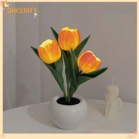 Tulip Lamp - LED Replica Tulip Table Lamp With Flower Vase For Desktop Decoration,Suitable For Home,living Room,desktop Decoration,holiday Gifts,atmos (Option: Orange)