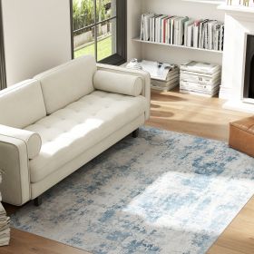 Area Rug 4x6, Machine Washable Rug, Non-Slip Modern Abstract Floor Carpet For Living Room, Bedroom, Dining Room, Blue (Option: Blue)