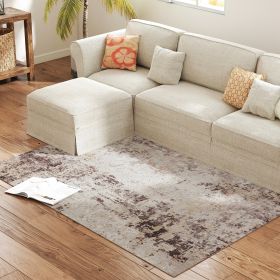 Machine Washable Area Rug 4x6, Non-Slip Modern Abstract Floor Carpet For Living Room, Bedroom, Dining Room, Mixed-Brown (Option: Brown)