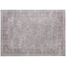 Machine Washable Area Rug 5x7, Non-Slip Traditional Flower Print Floor Carpet For Living Room, Bedroom, Grey And Brown (Option: Brown)