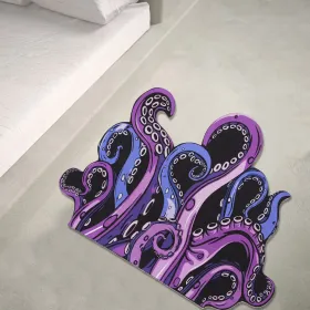 Octopus Bathroom Rug Non-Slip Mat -, Microfiber Absorbent Octopus Rug Non-Slip Backing, Unique Gift And Holiday Decor Rug For Tabletop Role Playi (Option: purpleB)