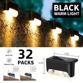 Solar Deck Lights Outdoor 16 Pack, Solar Step Lights Waterproof Led Solar Lights For Outdoor Stairs, Step , Fence, Yard, Patio, And Pathway(Warm White (Option: 32PCSWarmlight)
