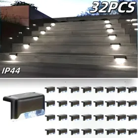 Led Solar Deck Lights 32 Pack Waterproof And Wide Use For Outdoor Stairs Step Fence Railing Yard And Patio Auto On/Off Easy Installation(Warm White) (Option: Whitelight32PCS)
