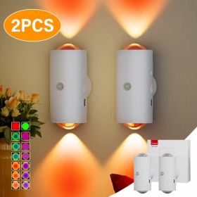4PCS Color-sensing Motion Night Lights, Wall Lights, Cabinet Lights, Decorative Lights, With Three Lighting Modes, Available In Multiple Colors, Featu (Option: White shell-2PCS)