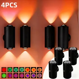 4pcs Rechargeable LED Night Light Wall Lamp Commercial StrobeLight Multi-color Mode Dimmable Indoor Light Magnetic StepLight For Entryway Bedside Desk (Option: Black4PCS)