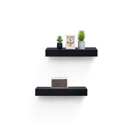 Floating Shelves 18.11" Wall Mounted Wood Shelves for Bathroom, Bedroom, Living Room, Kitchen (Main Material: MDF, Main Color: Black)