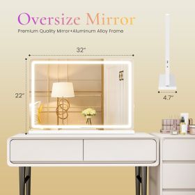 LED Vanity Mirror with Lights Aluminum Frame Bathroom Mirror Dimmable 3 Color Modes Makeup Mirror Memory Function Bedroom (size: 22 x 32)