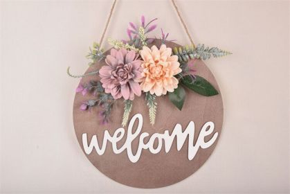 Welcome Sign Welcome Front Door Round Wood Sign Hanging Welcome Sign for Farmhouse porch Spring Welcome Sign Front Door Decoration (Color: Brown)