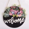 Welcome Sign Welcome Front Door Round Wood Sign Hanging Welcome Sign for Farmhouse porch Spring Welcome Sign Front Door Decoration