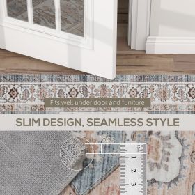 5x7 Area Rug, Vintage Machine Washable Rug, Non-Slip Carpet For Living Room, Bedroom, Dining Room, Brown & Light Blue (Option: Blue)