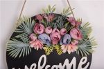 Welcome Sign Welcome Front Door Round Wood Sign Hanging Welcome Sign for Farmhouse porch Spring Welcome Sign Front Door Decoration