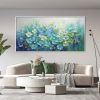 Hand Painted Oil Painting 3D Textured Canvas Oil Painting Blooming Flowers Original Art Blue Botanical Wall Art Spring Decor 100% Hand Knife Art