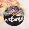 Welcome Sign Welcome Front Door Round Wood Sign Hanging Welcome Sign for Farmhouse porch Spring Welcome Sign Front Door Decoration