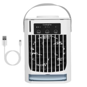 Portable Air Conditioner Fan Evaporative Humidifier 3 Speed Spray Personal Cold Mist Air Cooler Desk Table Fan Water Tank Night Light Adjustable (Option: White)