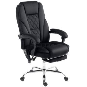 Massage Office Chair, Heated Reclining Computer Chair With Adjustable Height And Footrest, Black (Option: Black)