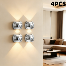 LED Modern Indoor Wall Light With Motion Sensor 3 Color Modes 2700K 4500K 6500K USB Rechargeable Magnetic Portable Wall Sconce For Living Room Bedroom (Option: Silver-4PACK)