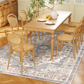 4x6 Area Rug, Vintage Machine Washable Rug, Non-Slip Carpet For Living Room, Bedroom, Dining Room, Brown & Light Blue (Option: Blue)